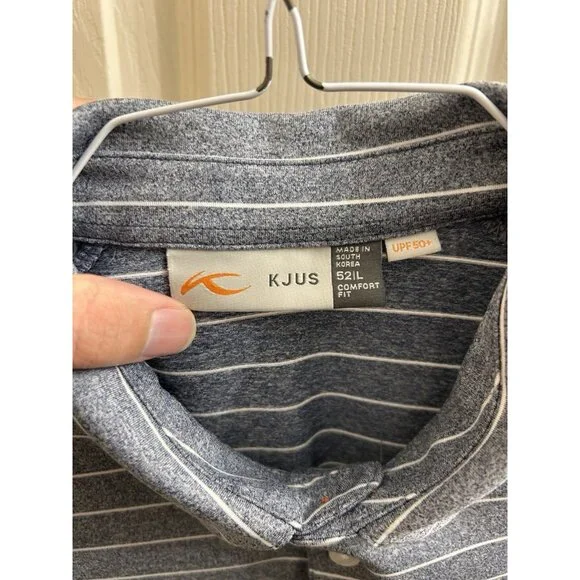 Kjus Polo Shirt The Open Mens Large Gray Stripe 150 2022 St Andrews